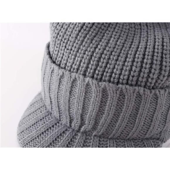 Men's Winter Hat Thick Knit Beanie Cap light Grey - Picture 6 of 7